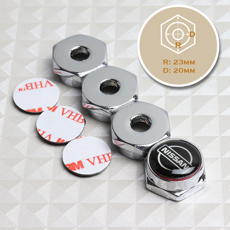 For NISSAN Racing Car License Plate Frame Screw Bolt Cap Cover Bolts Nuts Chrome - Image 5