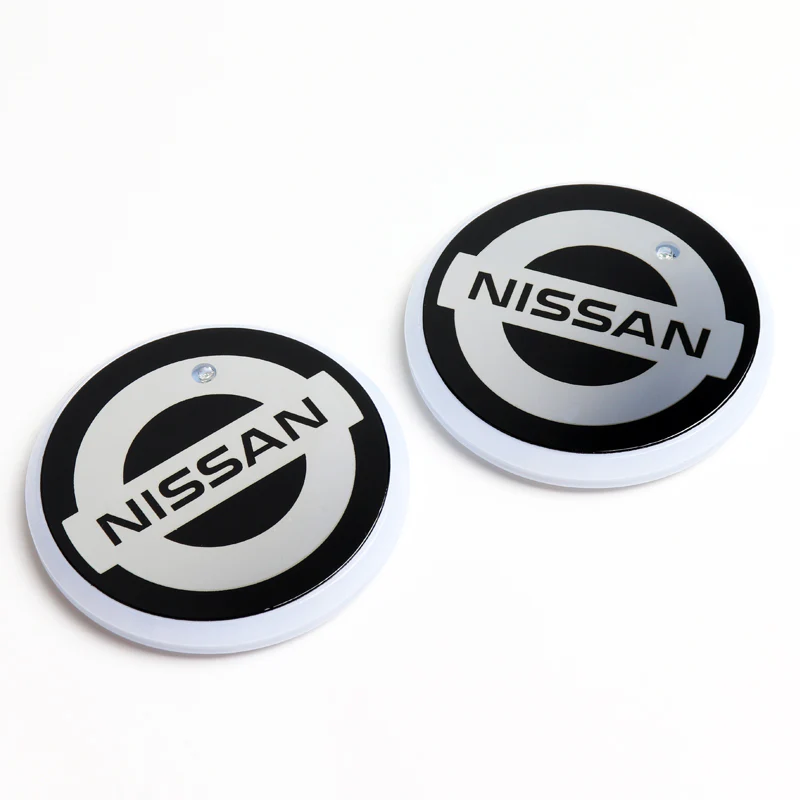 For NISSAN Switchable 7 Color LED Cup Holder Car Button Mat Atmosphere Light 2PCS - Image 2
