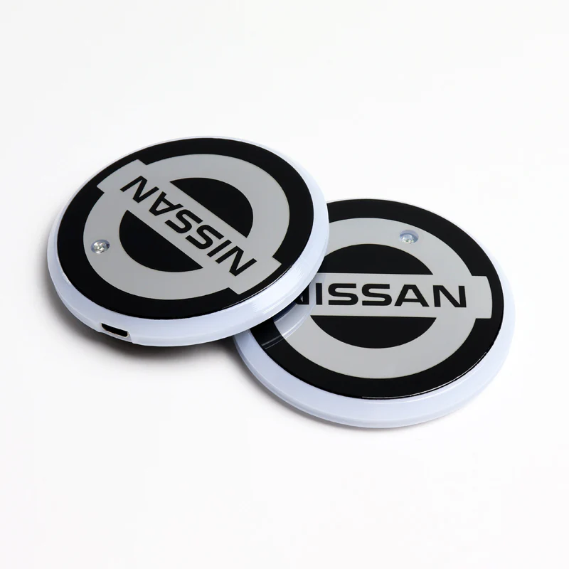 For NISSAN Switchable 7 Color LED Cup Holder Car Button Mat Atmosphere Light 2PCS - Image 6