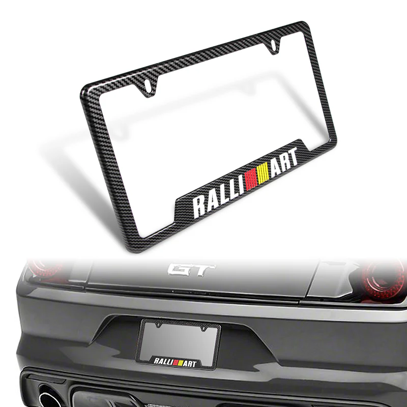 For RALLIART MITSUBISHI Carbon Fiber Look License Plate Frame ABS X2 - Image 4