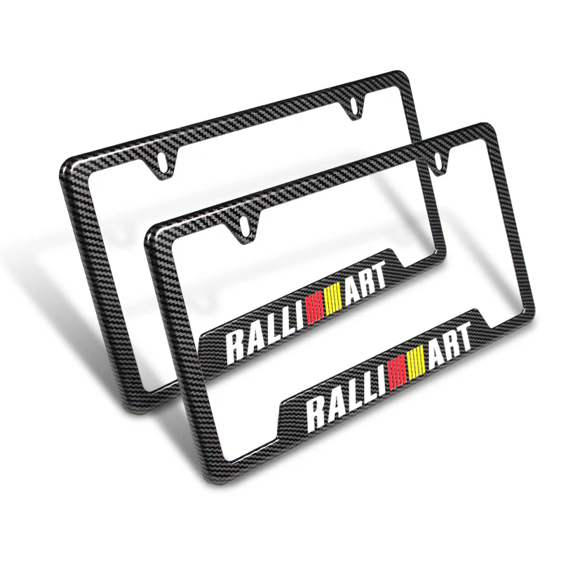 For RALLIART MITSUBISHI Carbon Fiber Look License Plate Frame ABS X2 - Image 5