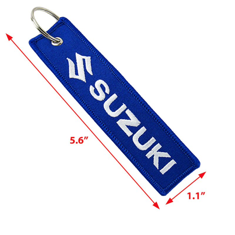 For SUZUKI DOUBLE SIDED EMBROIDERED BLUE KEY TAG KEYCHAIN CELL HOLDERS KEY RING X2 - Image 3