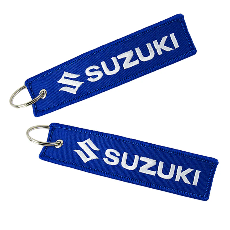 For SUZUKI DOUBLE SIDED EMBROIDERED BLUE KEY TAG KEYCHAIN CELL HOLDERS KEY RING X2 - Image 4
