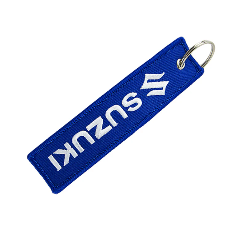 For SUZUKI DOUBLE SIDED EMBROIDERED BLUE KEY TAG KEYCHAIN CELL HOLDERS KEY RING X2 - Image 5