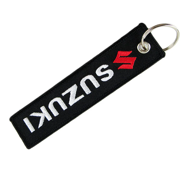 For SUZUKI DOUBLE SIDED EMBROIDERED BLACK KEY TAG KEYCHAIN CELL HOLDERS KEY RING X2 - Image 4