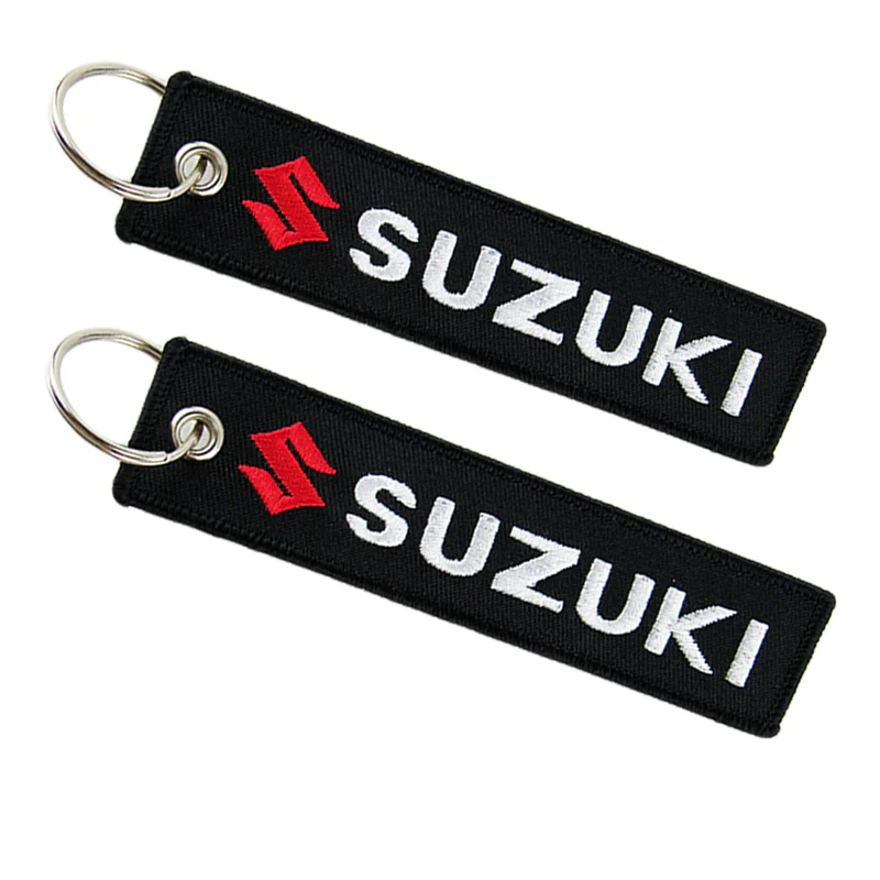 For SUZUKI DOUBLE SIDED EMBROIDERED BLACK KEY TAG KEYCHAIN CELL HOLDERS KEY RING X2 - Image 5