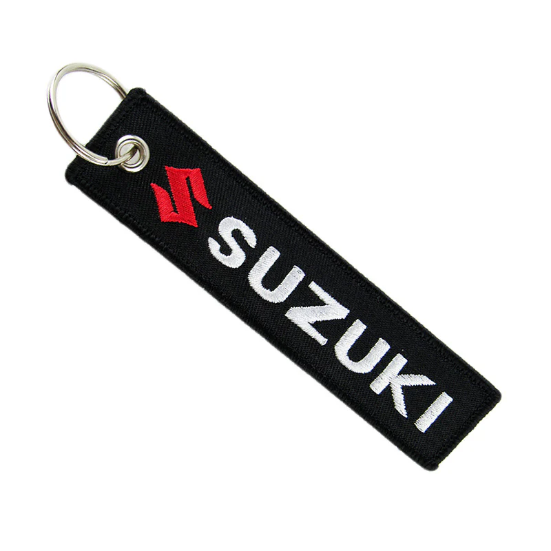 For SUZUKI DOUBLE SIDED EMBROIDERED BLACK KEY TAG KEYCHAIN CELL HOLDERS KEY RING X2 - Image 6