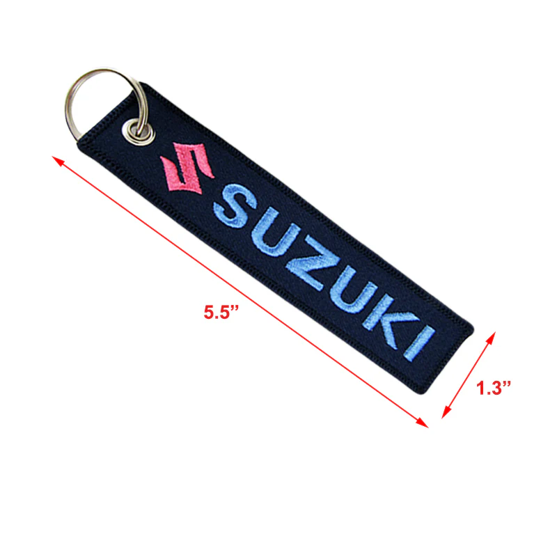 For SUZUKI DOUBLE SIDED EMBROIDERED KEY TAG KEYCHAIN CELL HOLDERS KEY RING X2 - Image 2