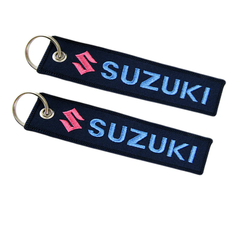 For SUZUKI DOUBLE SIDED EMBROIDERED KEY TAG KEYCHAIN CELL HOLDERS KEY RING X2 - Image 4