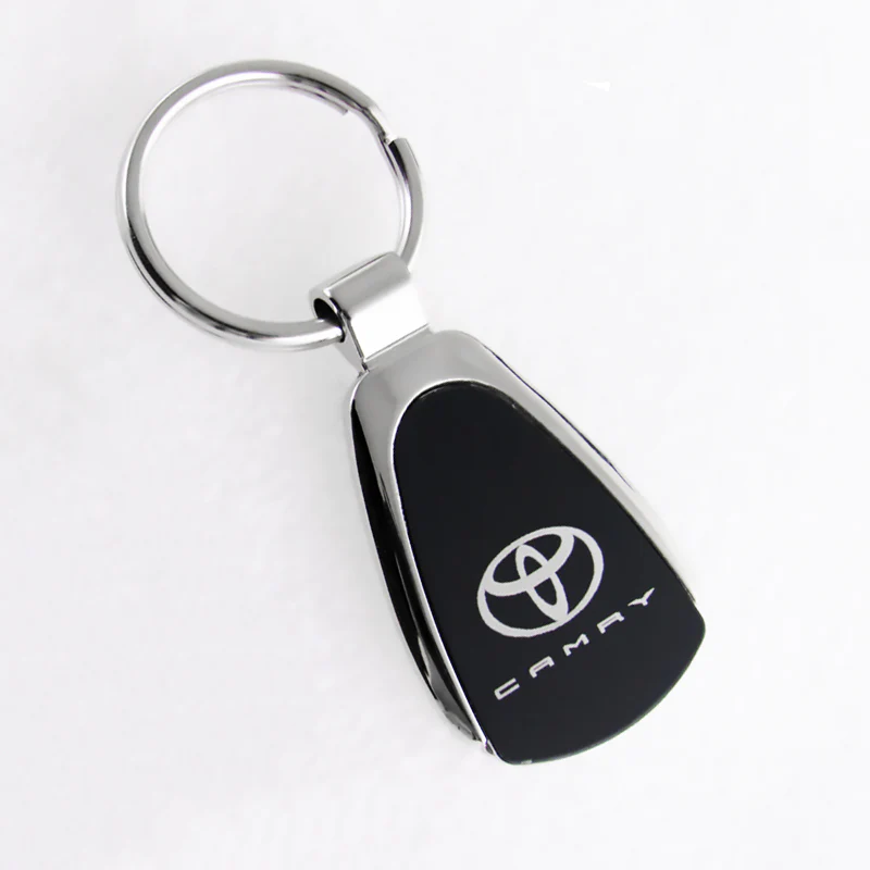 For Toyota Camry Logo Authentic Metal Chrome Black Tear Drop Key Chain Ring Fob - Image 2