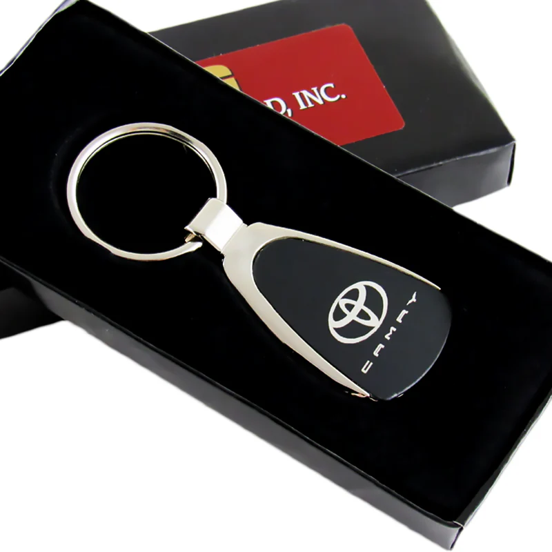 For Toyota Camry Logo Authentic Metal Chrome Black Tear Drop Key Chain Ring Fob - Image 4