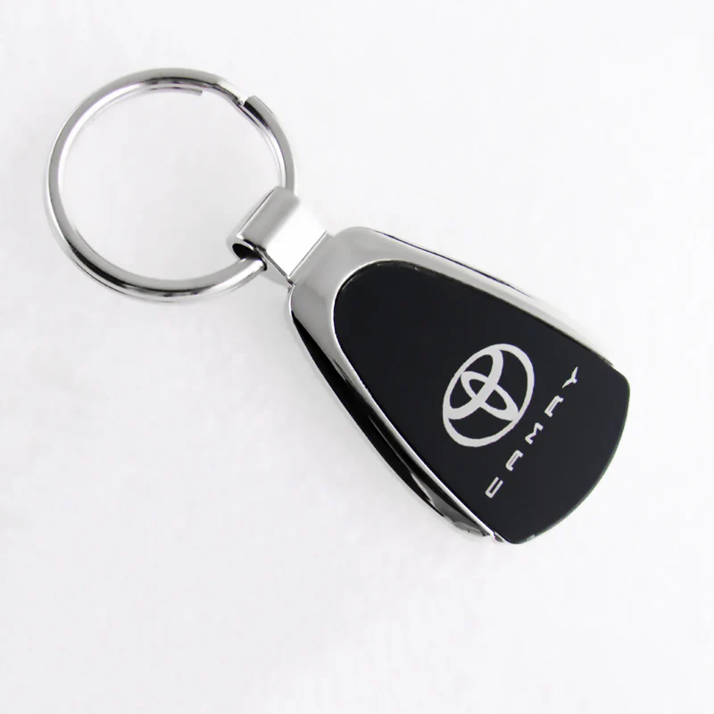 For Toyota Camry Logo Authentic Metal Chrome Black Tear Drop Key Chain Ring Fob - Image 5