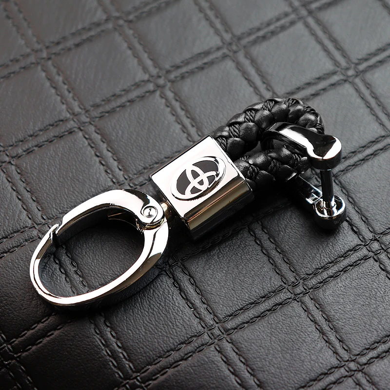 Toyota Small Black BV Style Calf Leather Keychain - Image 3