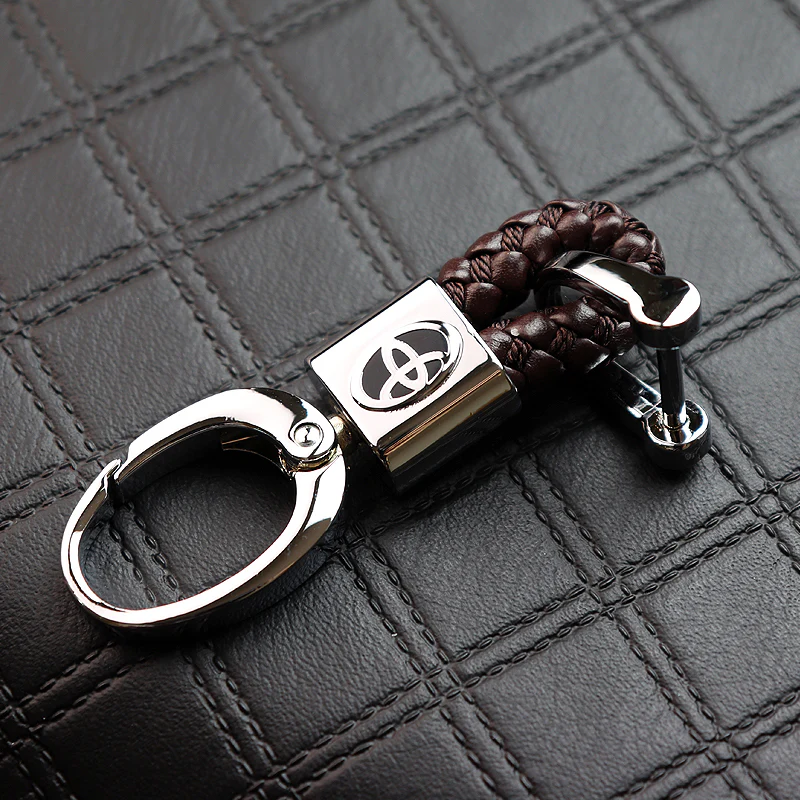 Toyota Small Brown BV Style Calf Leather Keychain - Image 3