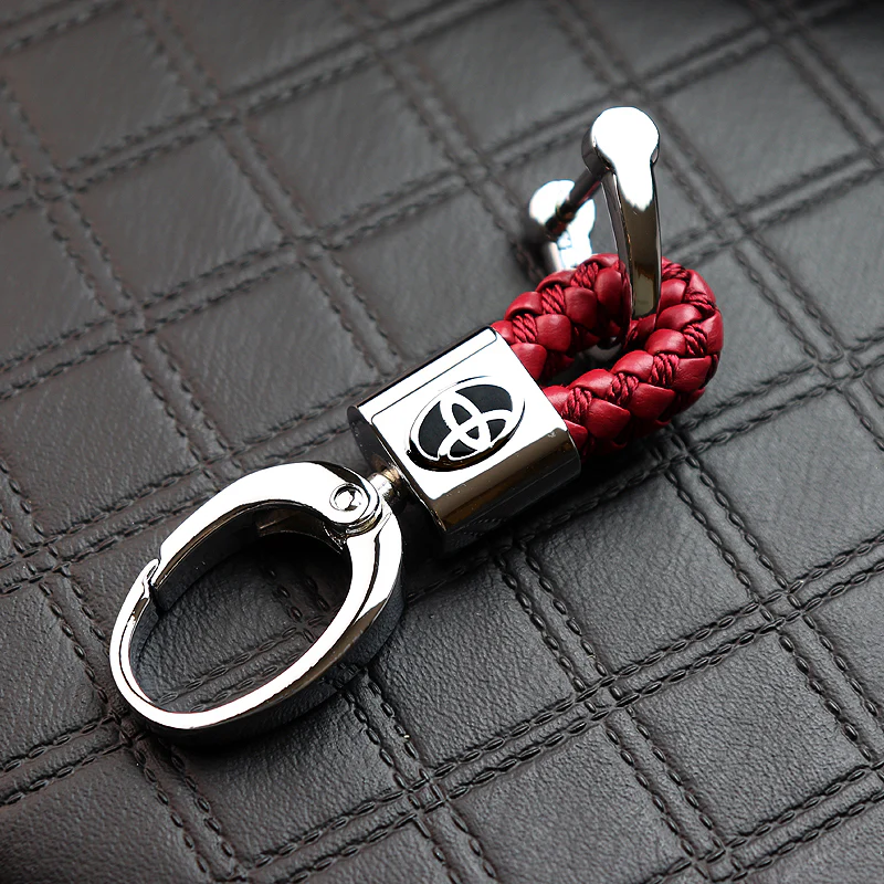Toyota Small Red BV Style Calf Leather Keychain - Image 3