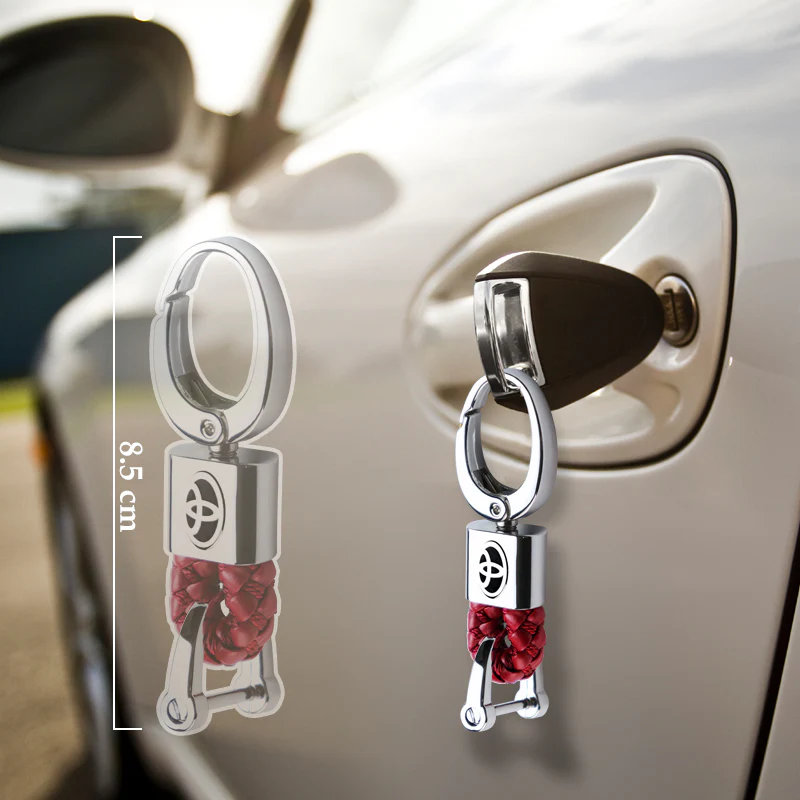 Toyota Small Red BV Style Calf Leather Keychain - Image 4