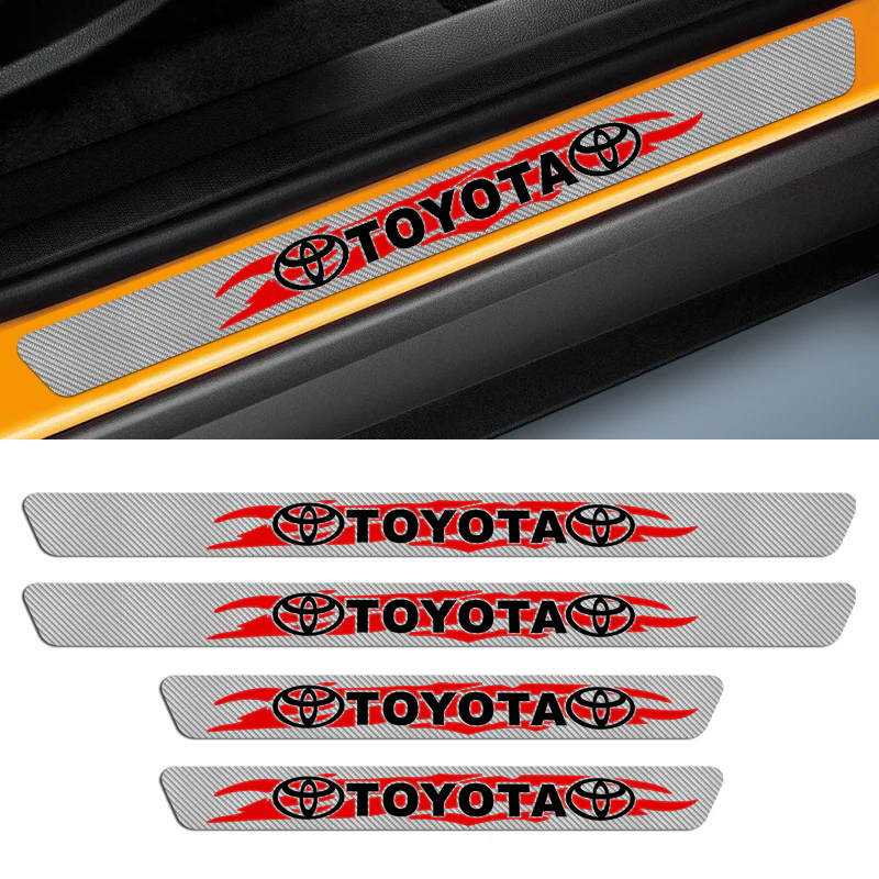 5D Carbon Fiber Texture Car Door Scuff Sill Cover Panel Step Protector For TOYOTA NEW 4PCS Set - Image 4