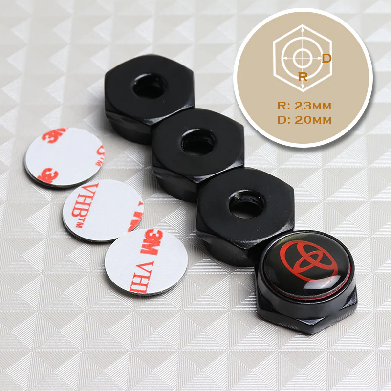For TOYOTA Racing Car License Plate Frame Black Screw Bolt Cap Cover Bolts 4PCS - Image 5