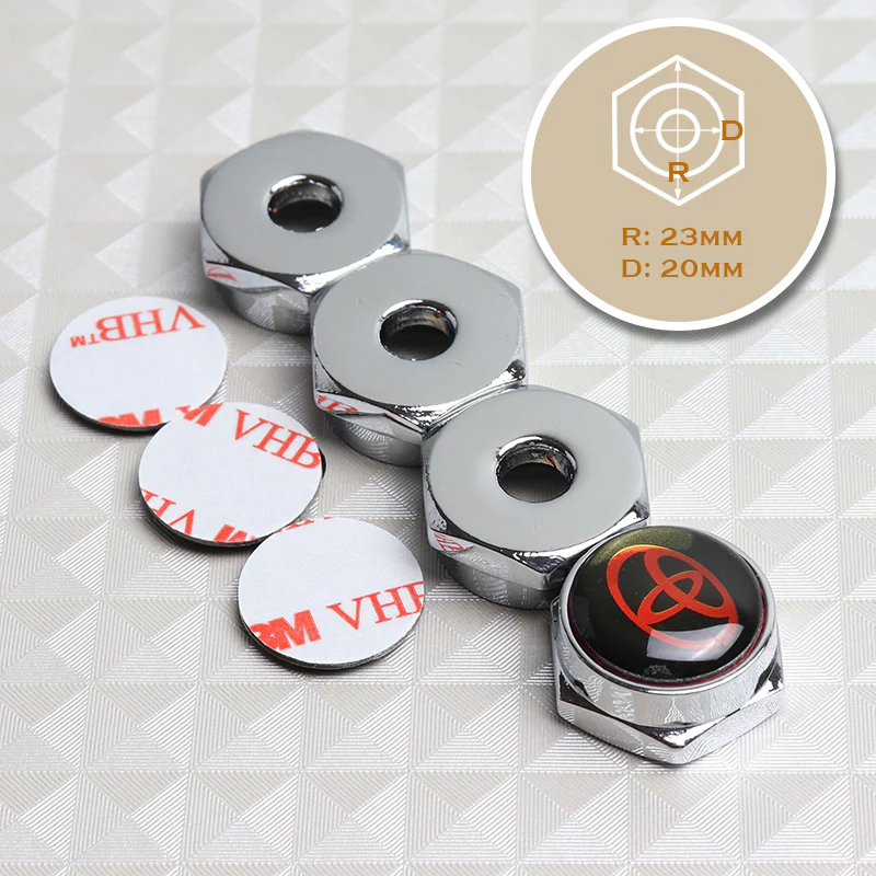 For TOYOTA Racing Car License Plate Frame Chrome Screw Bolt Cap Cover Bolts 4PCS - Image 5