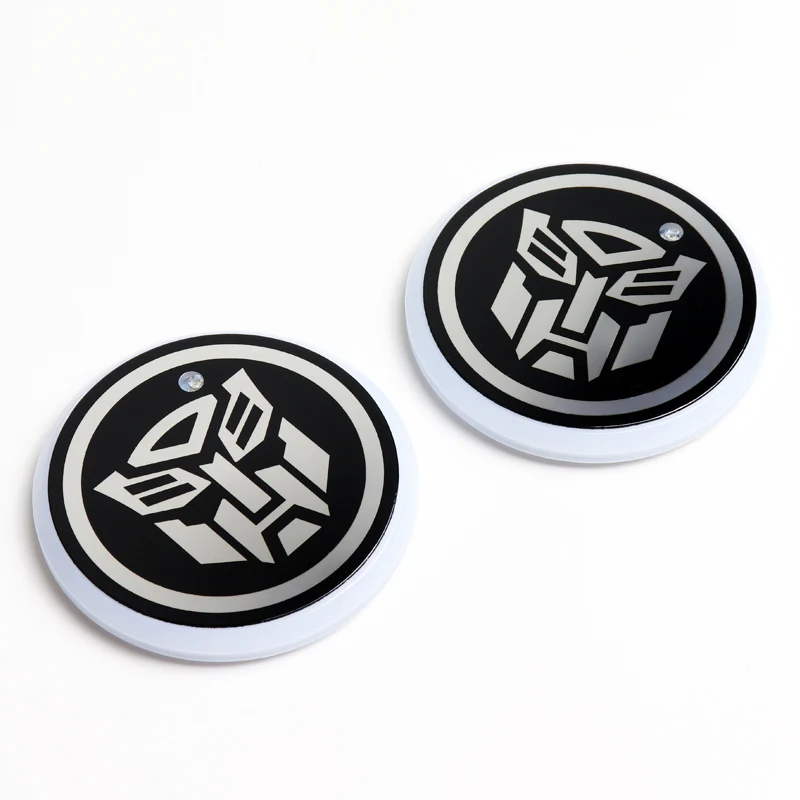 For TRANSFORMER Switchable 7 Color LED Cup Holder Car Button Mat Atmosphere Light 2PCS - Image 2