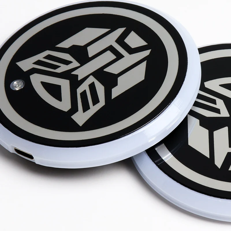 For TRANSFORMER Switchable 7 Color LED Cup Holder Car Button Mat Atmosphere Light 2PCS - Image 4