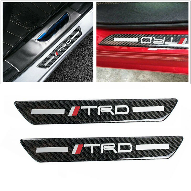 For TRD Carbon Car Door Scuff Sill Cover Plates Panel Step Protector Sticker 4 pcs Set - Image 4