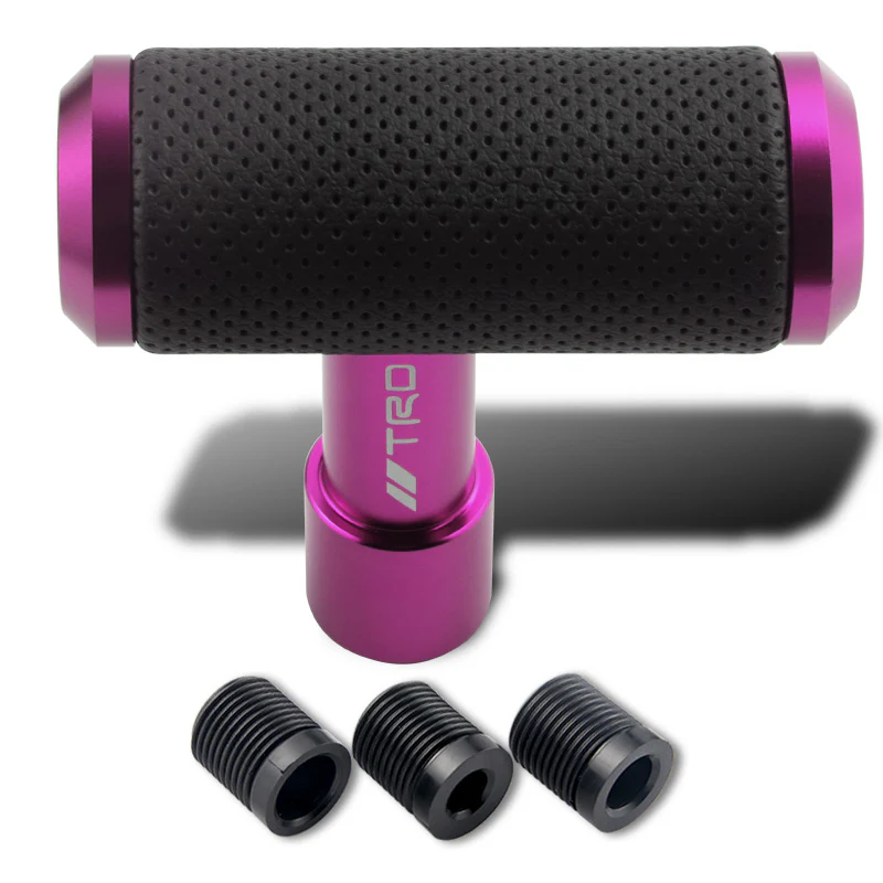 TRD Leather Car Shift Knob Aircraft Joystick Transmission Racing Gear Purple - Image 2