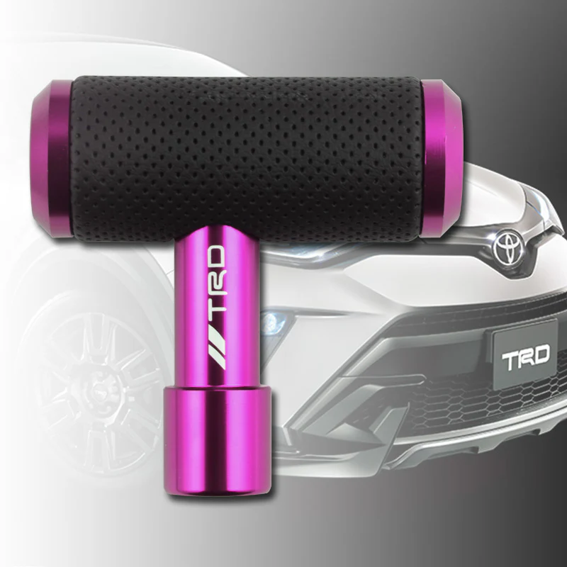 TRD Leather Car Shift Knob Aircraft Joystick Transmission Racing Gear Purple - Image 4