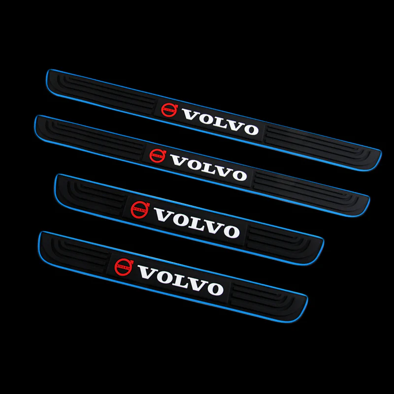 For VOLVO Blue Border Rubber Car Door Scuff Sill Cover Panel Step Protector 4pcs - Image 3