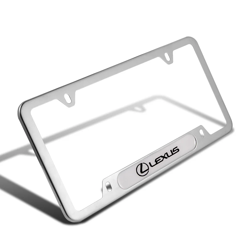 2 pcs Set LEXUS Stainless Steel Silver Metal Plated License Plate Frame - Image 4