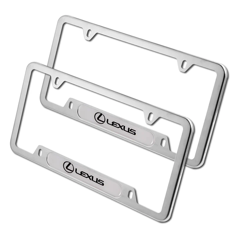 2 pcs Set LEXUS Stainless Steel Silver Metal Plated License Plate Frame - Image 5