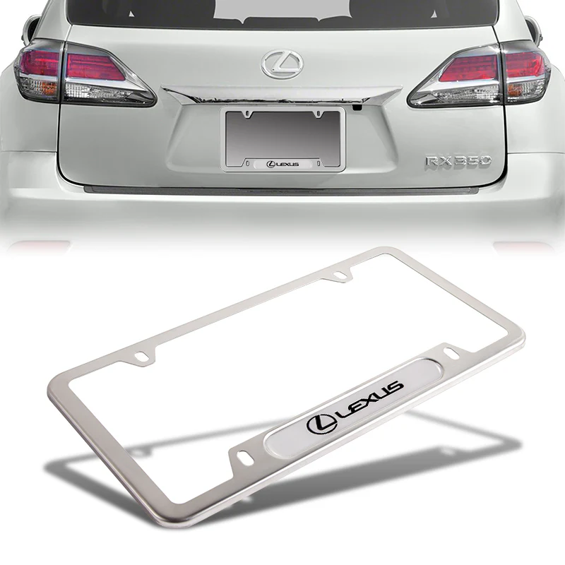 2 pcs Set LEXUS Stainless Steel Silver Metal Plated License Plate Frame - Image 6
