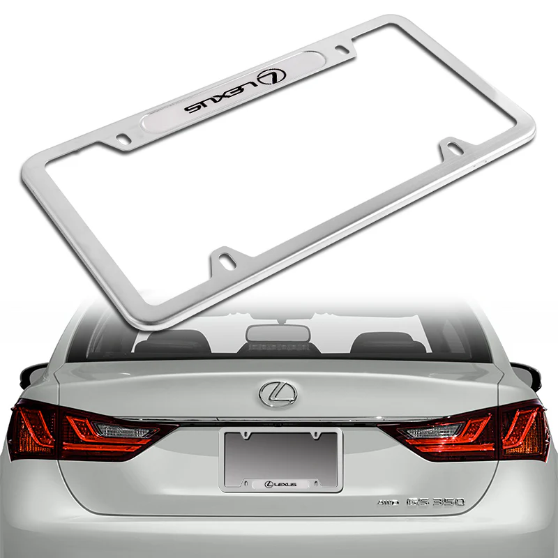 2 pcs Set LEXUS Stainless Steel Silver Metal Plated License Plate Frame - Image 8