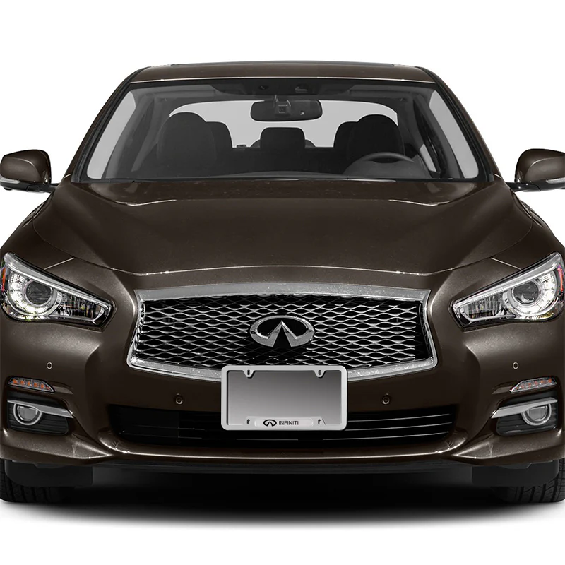2 pcs Set Nissan INFINITI Stainless Steel Silver Metal Plated License Plate Frame - Image 8