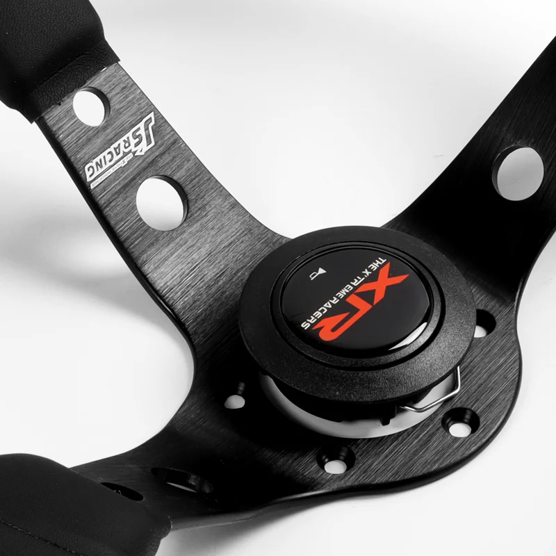 For XTREME RACERS Red Stitches 330mm Embroidery Leather Deep Dish Steering Wheel Horn Button Set - Image 8