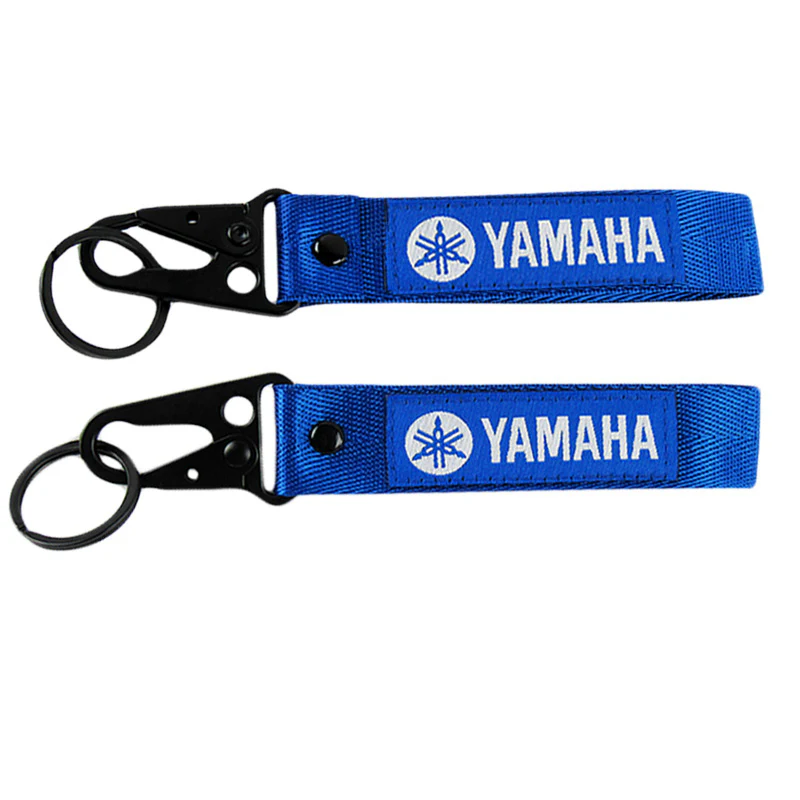 For YAMAHA JDM Blue Lanyard Nylon Bike Backpack key Ring Hook Strap Metal Keychain X2 - Image 3