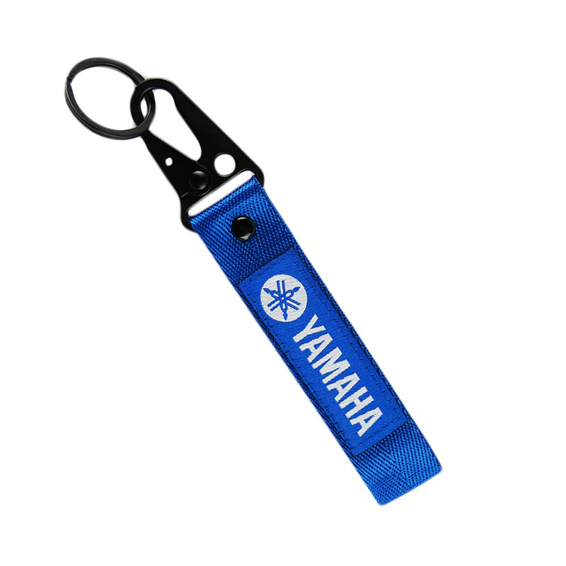 For YAMAHA JDM Blue Lanyard Nylon Bike Backpack key Ring Hook Strap Metal Keychain X2 - Image 4