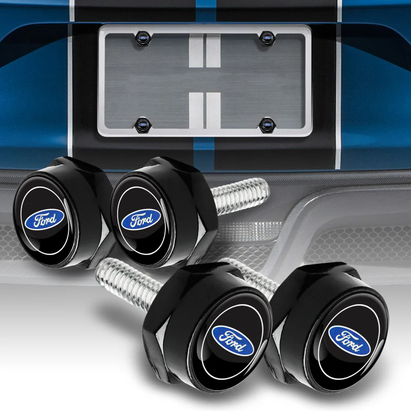 Ford 2 pcs Carbon Fiber Look High Quality ABS License Plate Frames with Caps Bolt Screw Set - Image 7