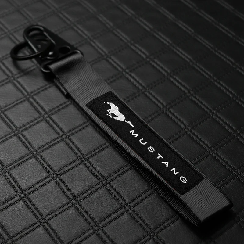 Ford Mustang Black Keychain with Metal Key Ring - Image 2