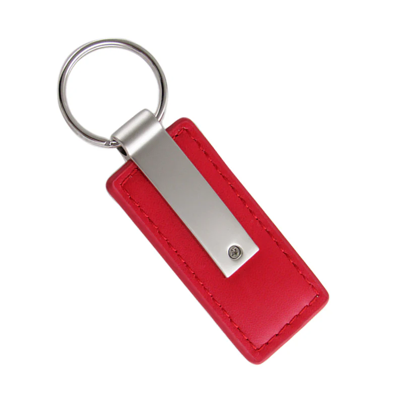 Ford Logo Authentic Red Leather Chrome Key Fob Keyring Keychain Tag Lanyard - Image 3