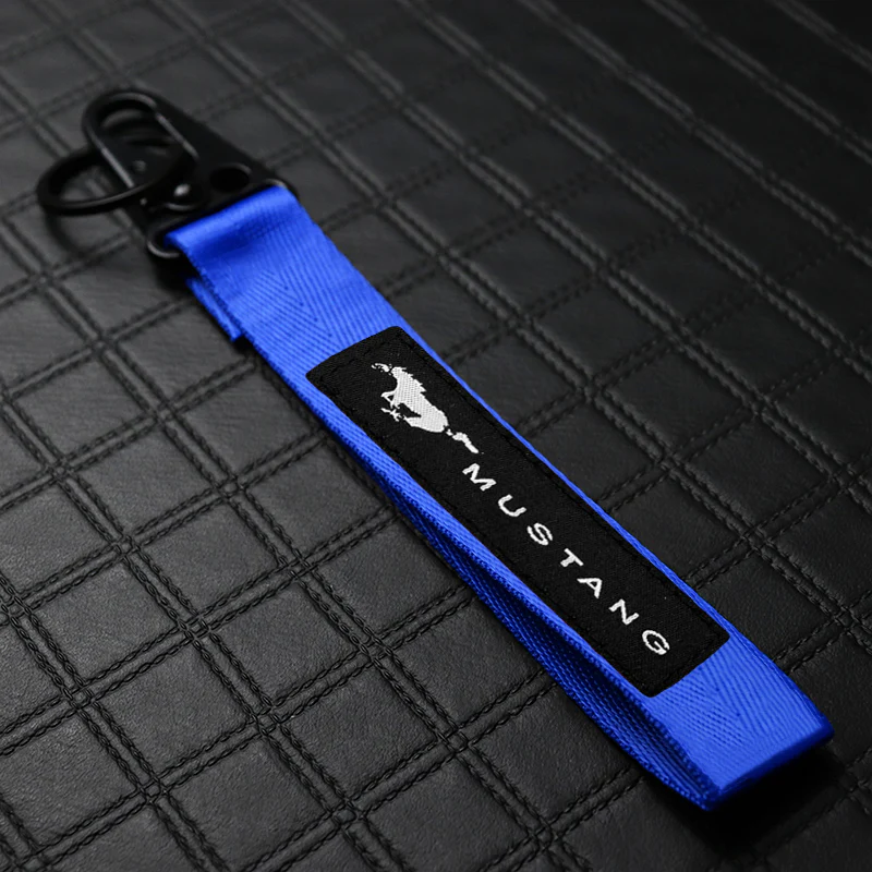 Ford Mustang Blue Keychain with Metal Key Ring - Image 2