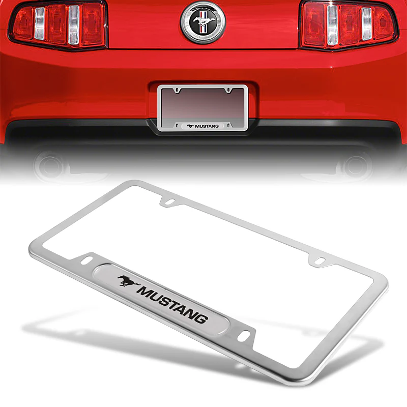 Ford Mustang Brand New SET 2pcs Stainless Steel License Plate Frame with Caps Bolt - Image 9