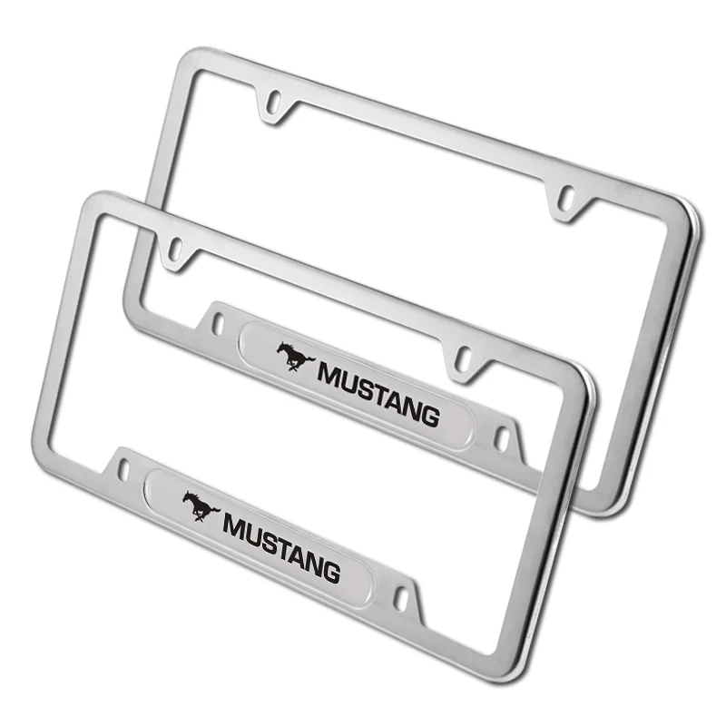 Ford Mustang Brand New SET Stainless Steel License Plate Frame 2pcs with Caps Bolt - Image 4
