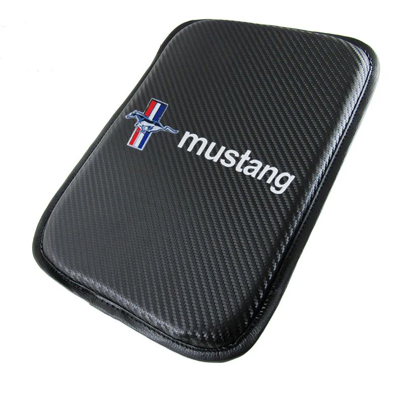 Ford Mustang Carbon Fiber Look Car Center Console Armrest Cushion Mat Pad Cover with LED Coasters Combo Set - Image 3
