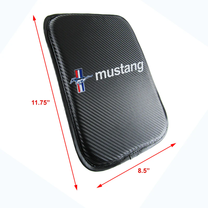 Ford Mustang Carbon Fiber Look Car Center Console Armrest Cushion Mat Pad Cover with LED Coasters Combo Set - Image 4
