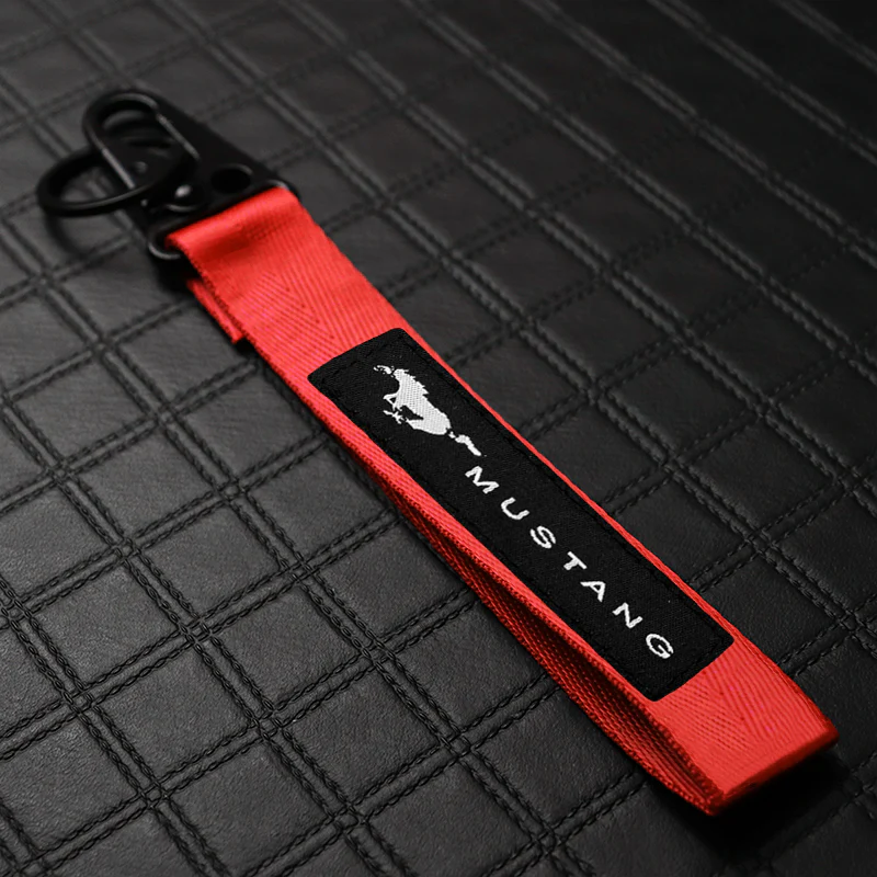 Ford Mustang Red Keychain with Metal Key Ring - Image 2