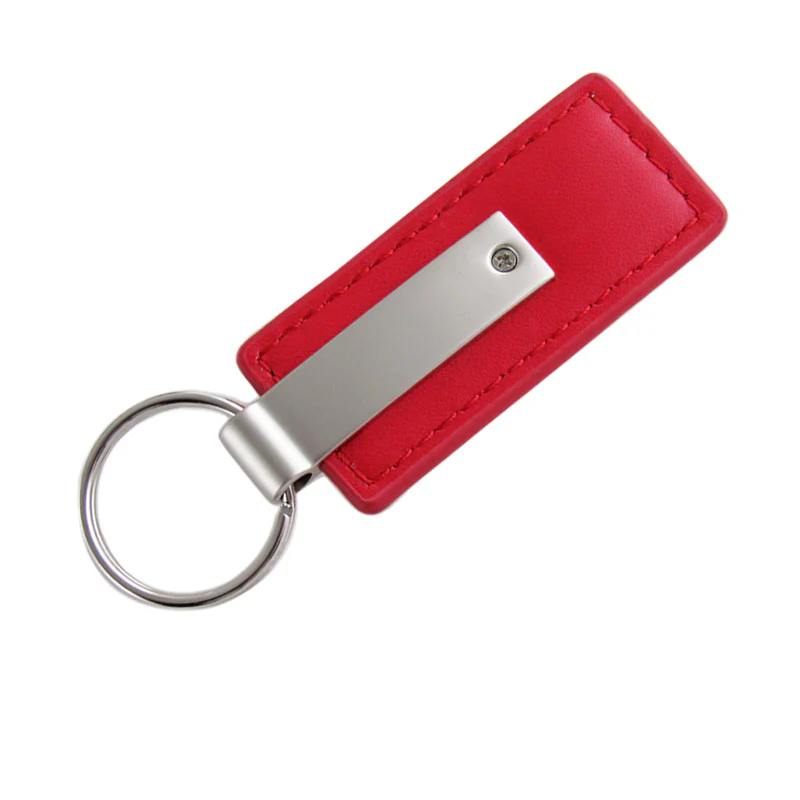 Ford Mustang Red Leather Authentic Chrome Key Fob Keyring Keychain Lanyard Tag - Image 2