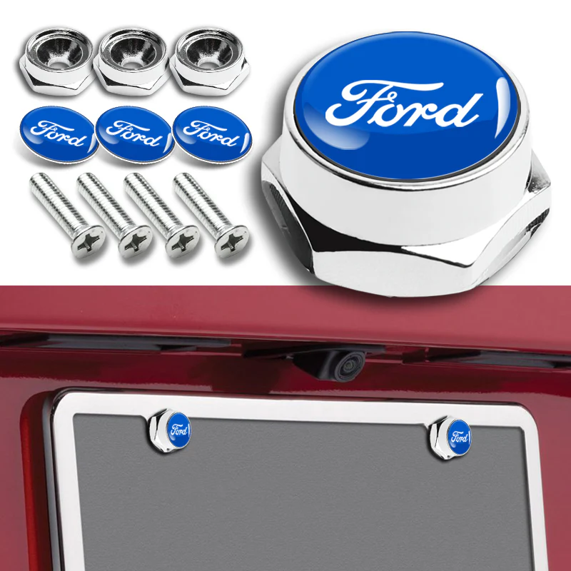 Ford Mustang SET Stainless Steel License Plate Black Frame 2pcs with Caps Bolt Brand New - Image 5