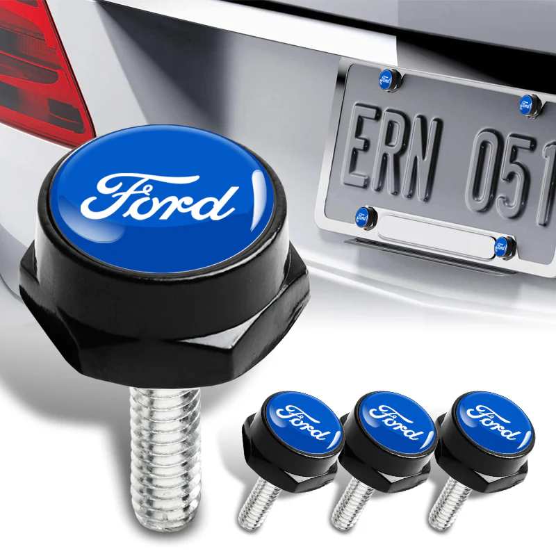 Ford Racing 2 pcs Carbon Fiber Look High Quality ABS License Plate Frames with Caps Bolt Screw Set - Image 3