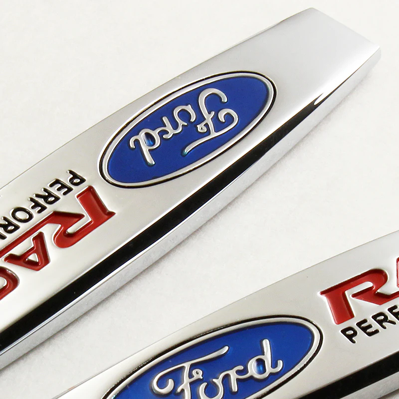 FORD RACING 3D Metal Emblem Badge Sticker x2 - Image 5